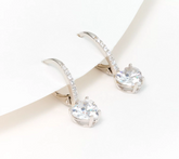 Pendientes colgantes Diamonique Classics con cierre de palanca, plata de ley, corazón